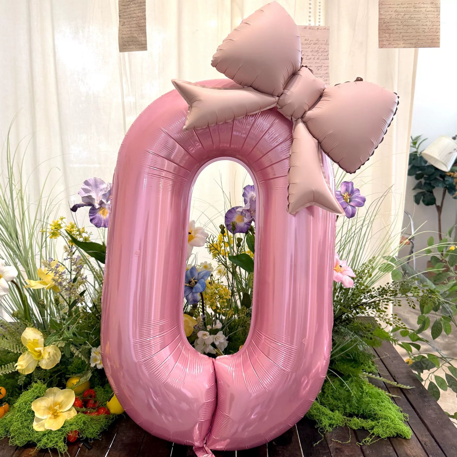 40-Inch Pink Number 1 Foil Balloon with Bow -  Party Decorations