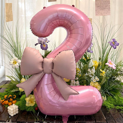 40-Inch Pink Number 1 Foil Balloon with Bow -  Party Decorations