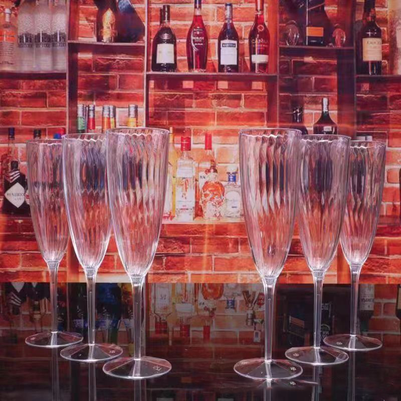 Bulk 24 pcs Disposable Plastic Champagne Flutes Wine Glasses and Goblets Clear Drink ware for Bars Picnics and Outdoor Parties Wholesale