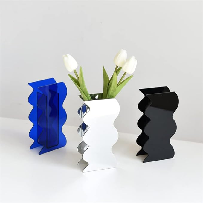 Bulk 1 Pc Wave Shaped Vases Geometric Acrylic Vase For Home Office Wedding Valentine's Day Table Centerpieces Wholesale