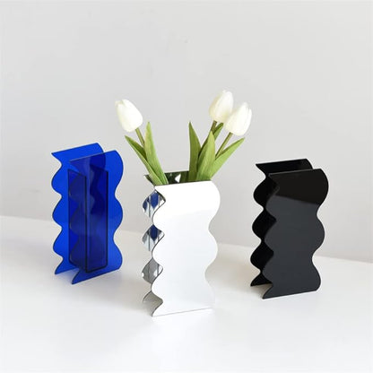 Bulk 1 Pc Wave Shaped Vases Geometric Acrylic Vase For Home Office Wedding Valentine's Day Table Centerpieces Wholesale
