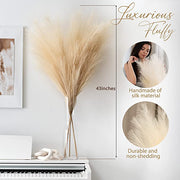 3 Pcs 43 Inch Extra Large Artificial Pampas Grass Flowers for Tall Vases
