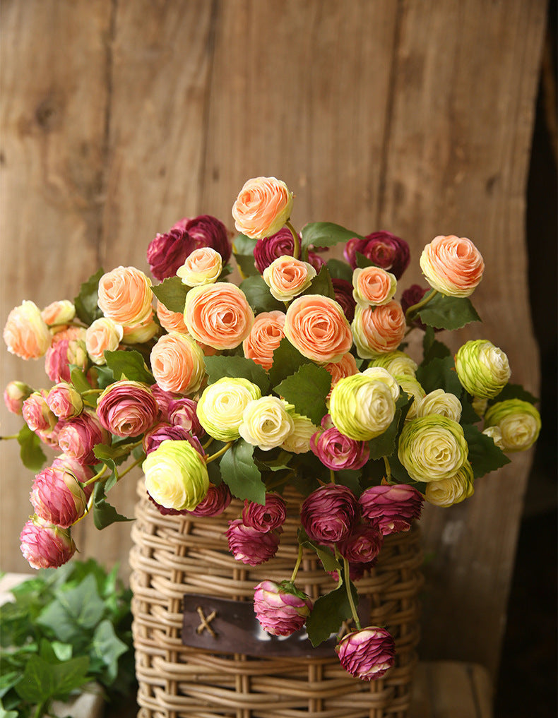 16 Inch Artificial Silk Ranunculus Stem Spray Branches Bulk Quantity