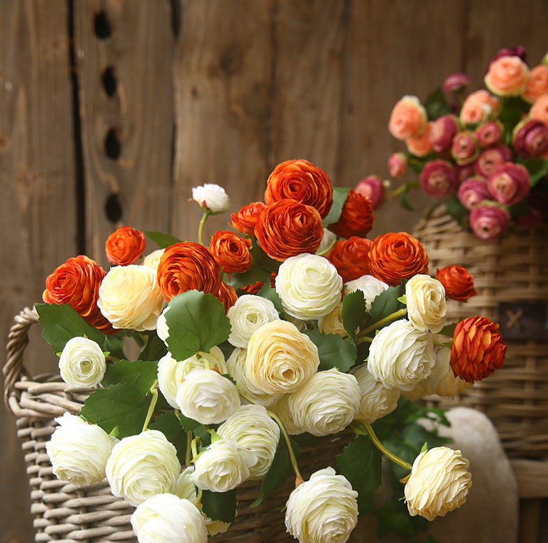 16 Inch Artificial Silk Ranunculus Stem Spray Branches Bulk Quantity