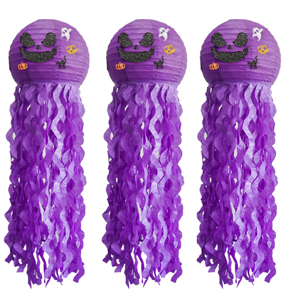 Bulk 2pcs Halloween Pumpkin Jellyfish Paper Lanterns Haunted House Hanging Decorations DIY Lantern Props Wholesale