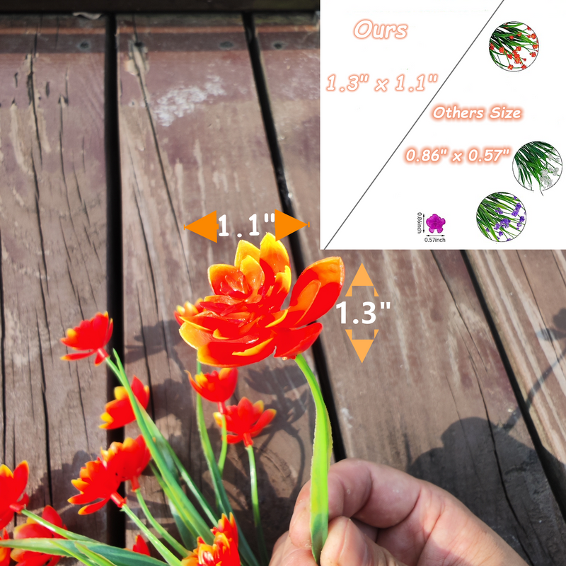 8 Pcs Artificial Weeping Flowers Bulk UV Resistant Outdoor Faux Shrubs