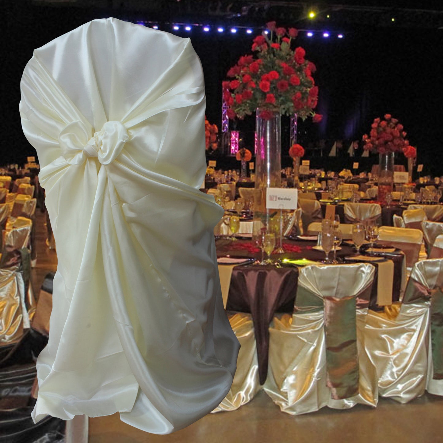 Bulk 10 PCS Satin Chair Covers for Event Dinning Wedding Banquet Party Wholesale