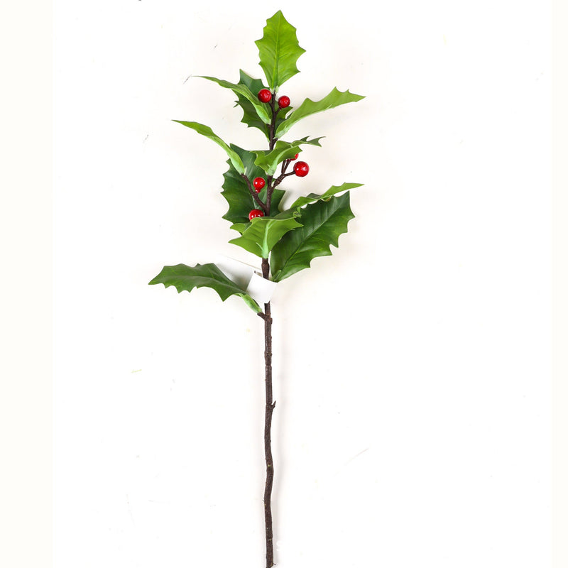 Artificial Holly Leaves and Red Berries Branches, Bulk Winter Decor, 12 Inch, 10 Pcs