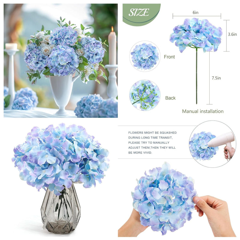 64 Pcs Silk Hydrangea Flowers Artificial Blooms 3-4 Inch for Wedding Centerpieces Home Decor