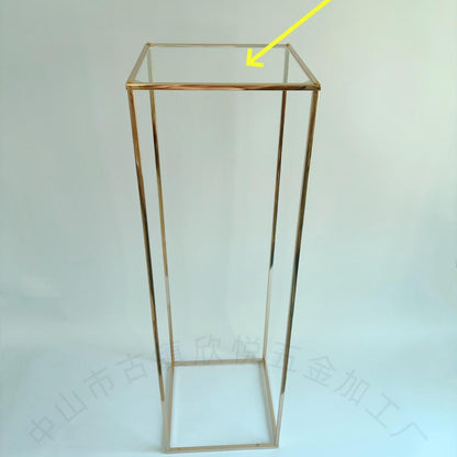 Bulk Gold Geometric Square Aisle Flower Stand for Party Flowers Display Pedestal Stand Wedding and Birthday Decor Wholesale