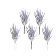 5 Bundles Purple Artificial Lavender Bush Stems Bulk Wholesale