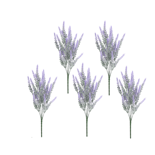 5 Bundles Purple Artificial Lavender Bush Stems Bulk Wholesale