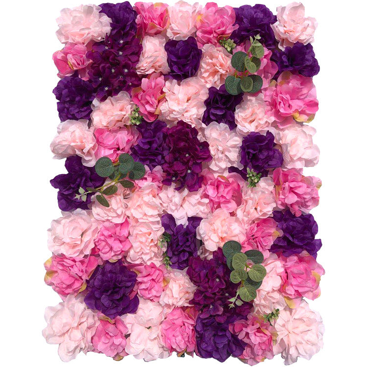 4 Panels Artificial Flower Backdrop Mat UV Protected Mixed Floral Wall Decor