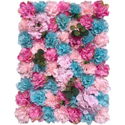 4 Panels Artificial Flower Backdrop Mat UV Protected Mixed Floral Wall Decor