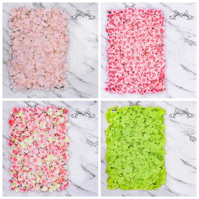 4 Panels Artificial Hydrangea Flower Wall Backdrop Mat UV Protected Bulk