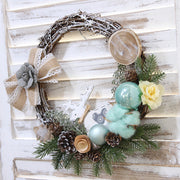 Handmade Christmas Rabbit Wreath 12 Inch Artificial Decorative Holiday Door Accent