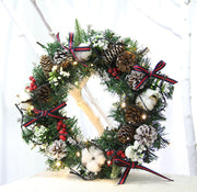 Artificial Christmas Cotton Pine Cone Berry Wreath 12 Inch or 16 Inch