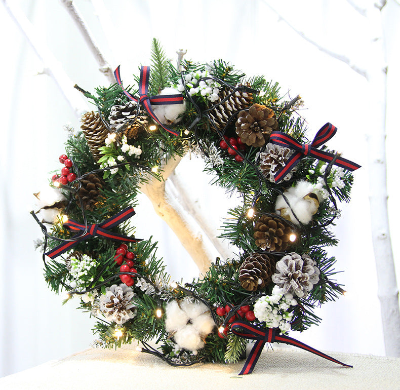 Artificial Christmas Cotton Pine Cone Berry Wreath 12 Inch or 16 Inch