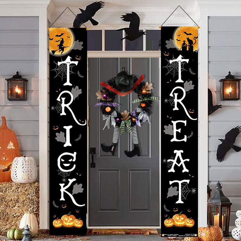 Halloween Witch Leg Wreath 16 Inch Black Artificial Decorative Accent