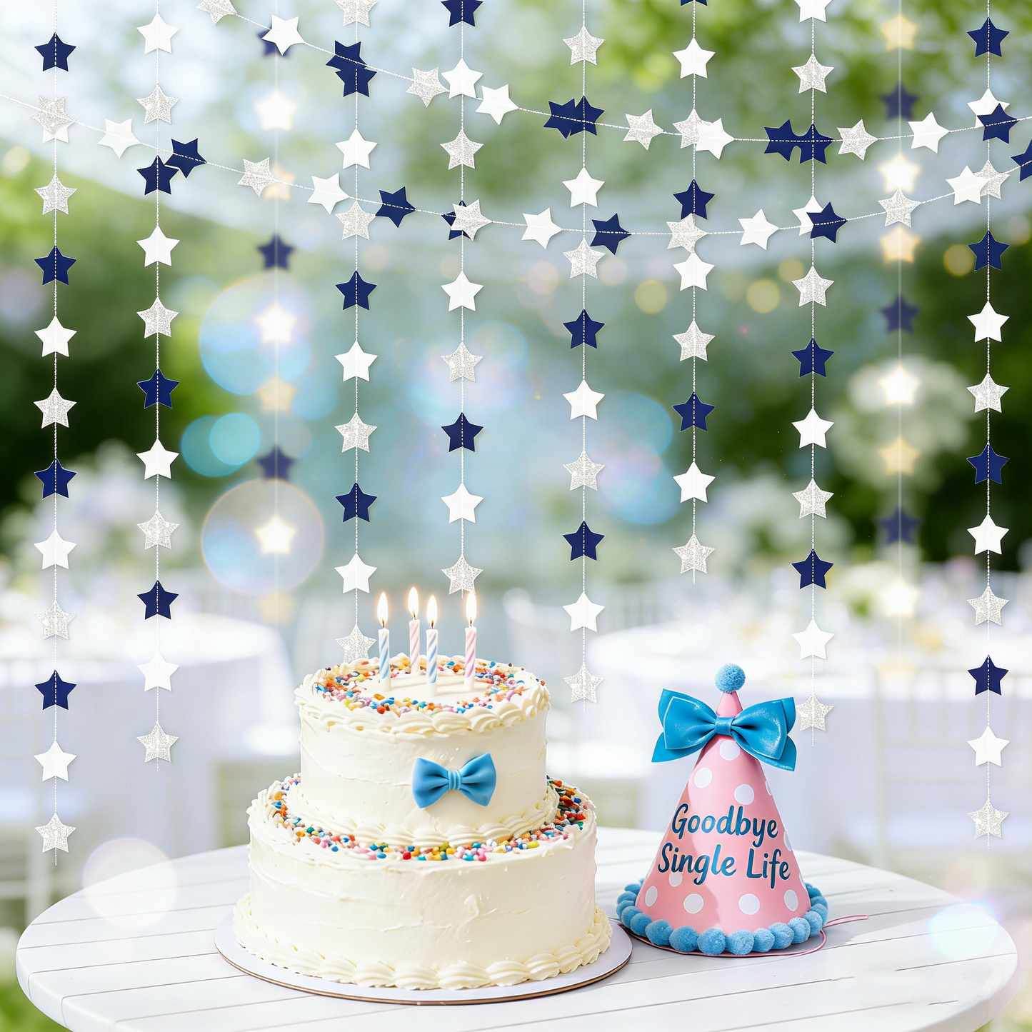 Bachelorette Party Star Hanging Garland - 13.12ft Paper Star Banner with 36 Stars