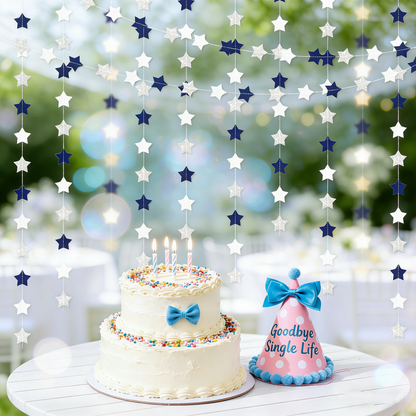 Bachelorette Party Star Hanging Garland - 13.12ft Paper Star Banner with 36 Stars
