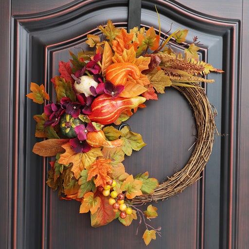 18 Inch Autumn Harvest Pumpkin and Berries Wreath 1 Pc Artificial Thanksgiving Decor