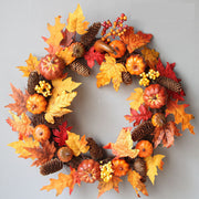 Fall Thanksgiving Wreath 24 Inch Large Maple Berry Pumpkin Fruit Sun Circle Artificial Decor