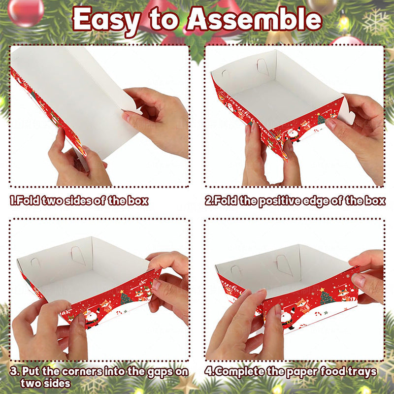 Bulk 20Pcs Christmas Snack Tray – Disposable Paper Platters for Holiday Party Treats and Appetizers Wholesale