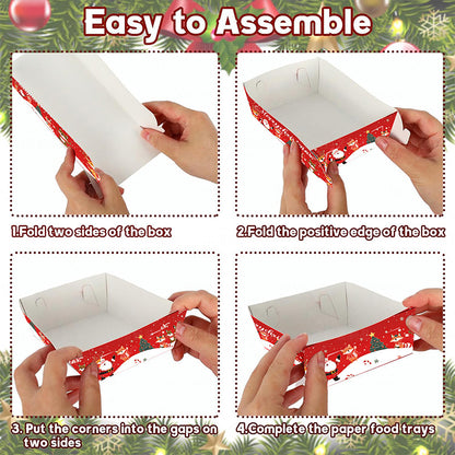 Bulk 20Pcs Christmas Snack Tray – Disposable Paper Platters for Holiday Party Treats and Appetizers Wholesale