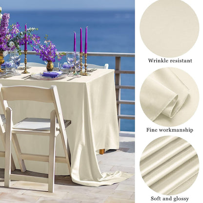 Bulk 4 Pack Satin Tablecloths 102x58 Inch for Wedding Banquet Party Events Decorations