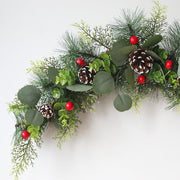 Artificial Christmas Pine Cone Horns Vine Wreath 28 Inch Holiday Decor