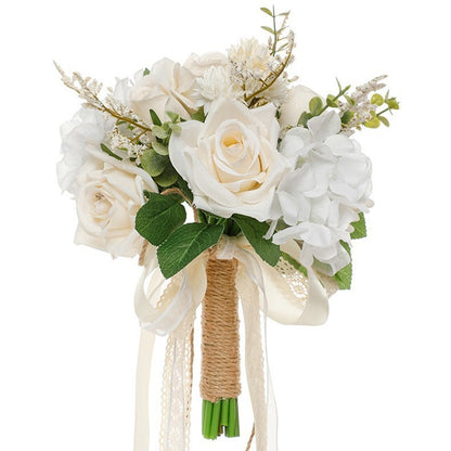 Bulk 8" Bridal Bouquet White Champagne Roses Wedding Bouquets Wholesale