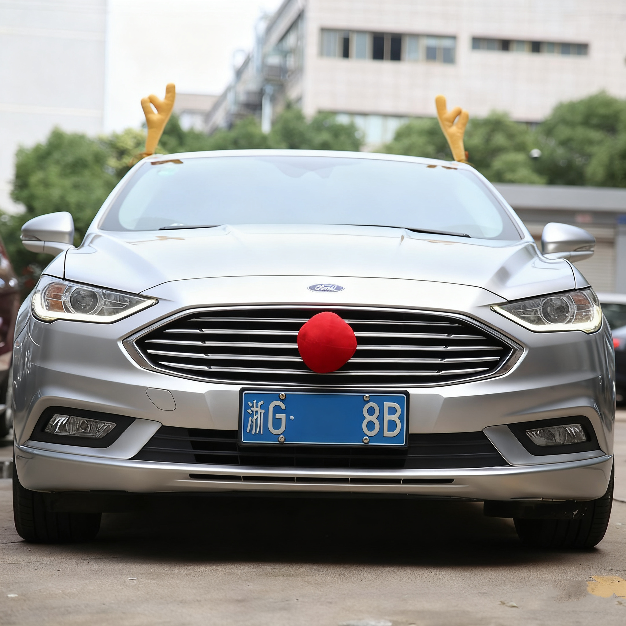 Turn Car into Rudolph in 30 sec – 3-Piece Christmas Antler Kit 17" Tall, Weather-Soft Felt