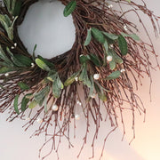 Christmas Prairie Rattan Wreath 18 Inch Artificial Decorative Holiday Door Accent