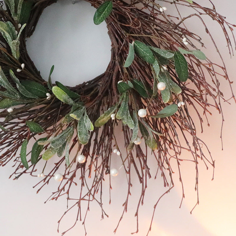 Christmas Prairie Rattan Wreath 18 Inch Artificial Decorative Holiday Door Accent