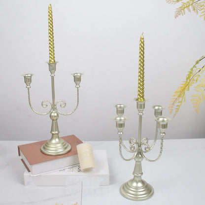 Bulk 3 Arm 10" Gold Candle Holders Wedding & Party Centerpiece Candlestick Holders for Dining Room Birthday Holiday Wholesale