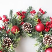 Artificial Foam Pine Cone Wreath 20 Inch Red Christmas Decor