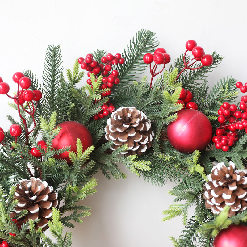 Artificial Foam Pine Cone Wreath 20 Inch Red Christmas Decor