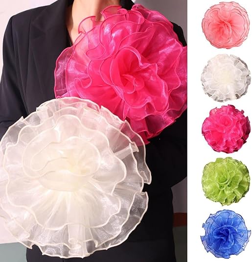 Bulk 11" Extra Large Organza 3D Chest Flower with Curled Edges Multiple Colors for Dress Accessories Wholesale