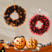 Artificial Rattan Vine Wreath with Pumpkin Skull Ghost Design for Halloween Party Decor