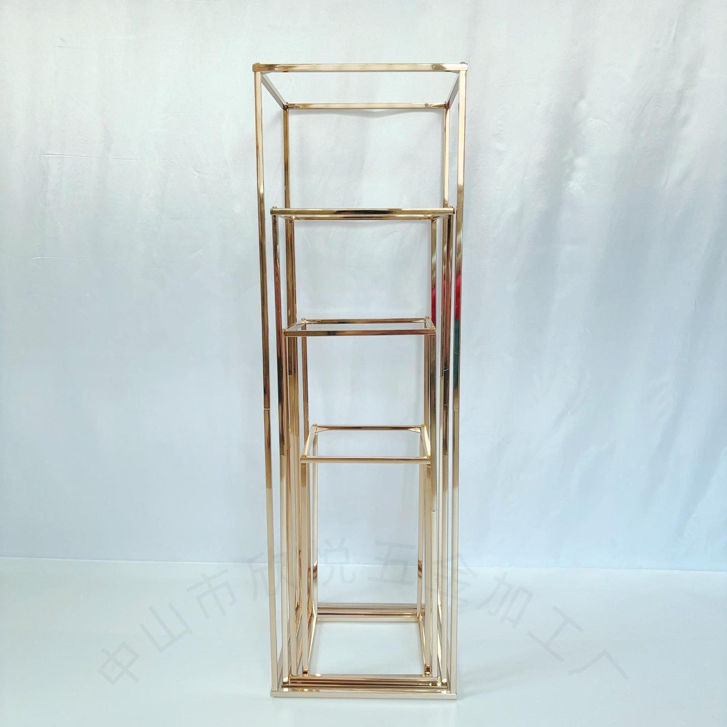Bulk Gold Geometric Square Aisle Flower Stand for Party Flowers Display Pedestal Stand Wedding and Birthday Decor Wholesale