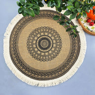 Bulk 2pcs 15 Inch Boho Round Braided Placemats with Tassel Vintage Vase Mat for Home Party Birthday Wholesale