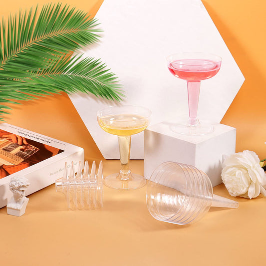 Bulk 25 Pcs Plastic Wine Glass With Round Mouth and Long Legs Wholesale