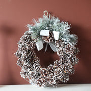 Christmas Pine Cone Wreath 35 Inch Artificial Log Decorative Holiday Door Accent
