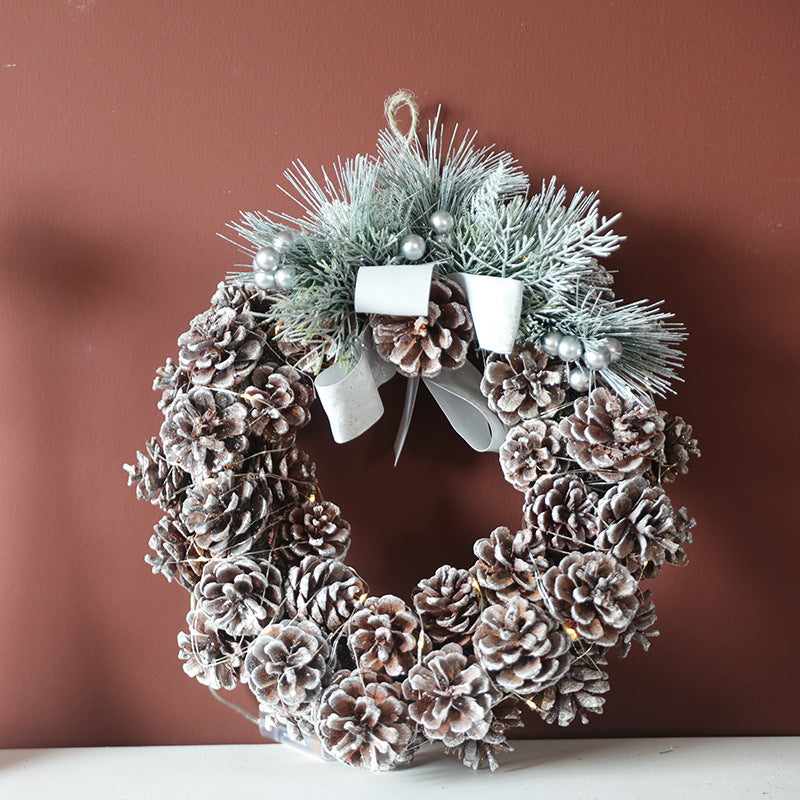 Christmas Pine Cone Wreath 35 Inch Artificial Log Decorative Holiday Door Accent