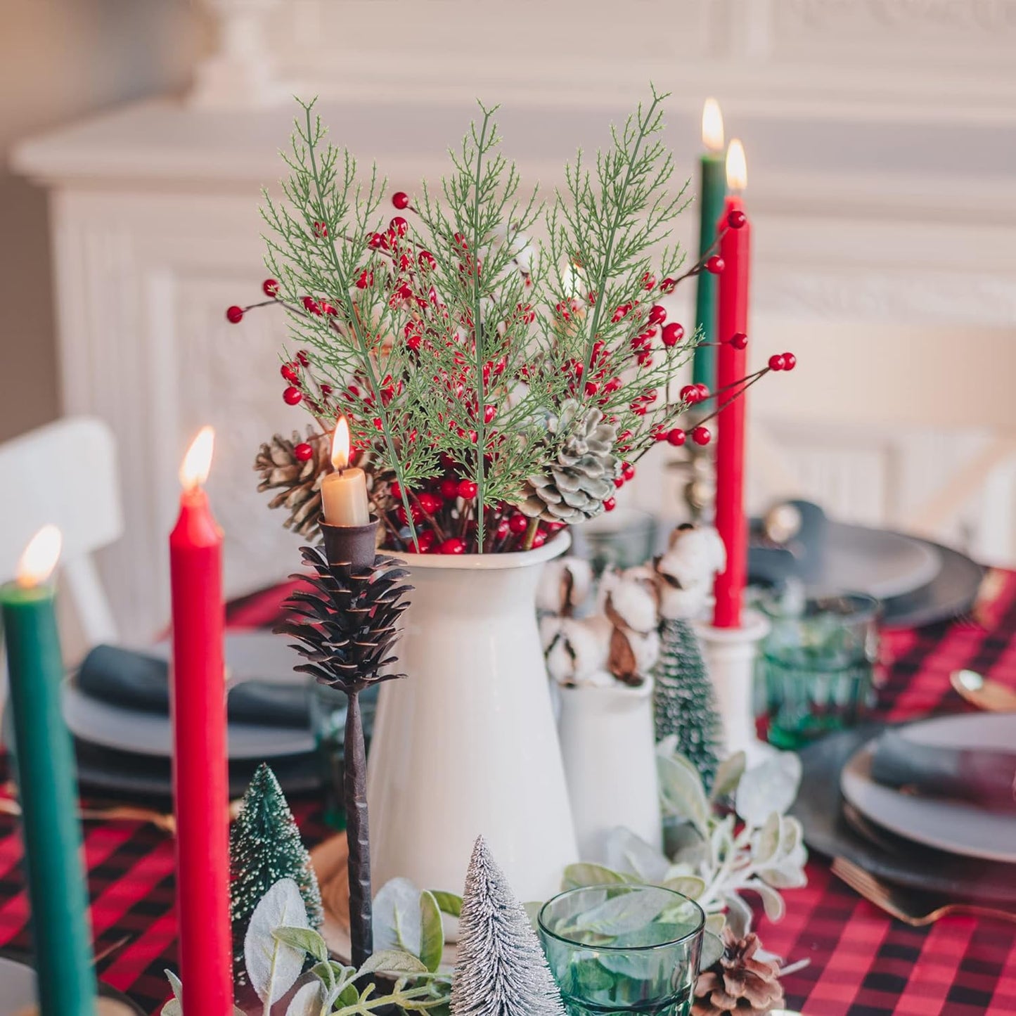 Bulk 40 PCS Artificial Pine Leaves Branches for DIY Garlands Wreaths Christmas Decorations & Home Garden Decor Wholesale