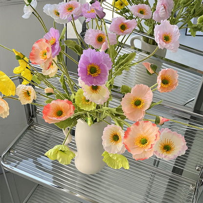 Bulk 23" Artificial Silk Poppy Flowers Fake Poppy with Stems for Home Wedding Party Tables Decor Wholesale