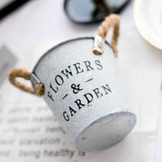 Metal Flower Bucket Pot 1 Pc Retro Country Style Decorative Letter Design