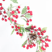 Artificial Christmas Red Fruit Rattan Garland 71 Inch Length