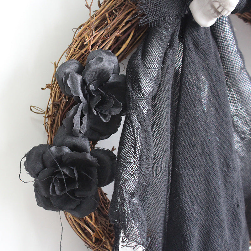 15 Inch Black Gauze Halloween Wreaths Bulk Quantity Artificial Party Decor